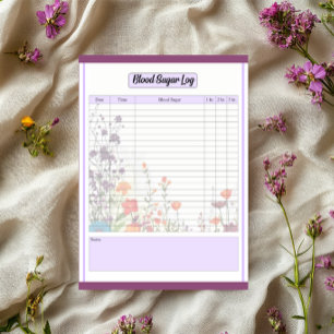 Blooming Purple Garden Blood Pressure Log Notepad