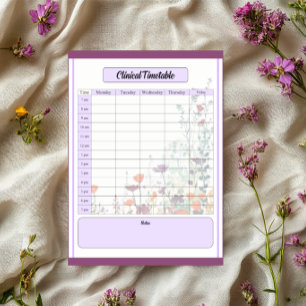 Blooming Purple Garden _ Clinical Timetable Notepad