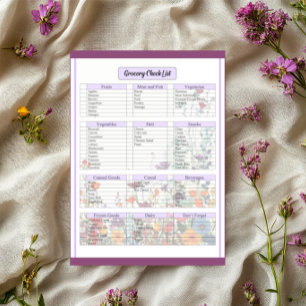 Blooming Purple Garden_ Grocery List Notepad