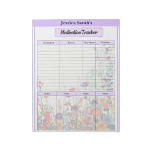 Blooming Purple Garden_ Medication Tracker Notepad