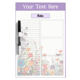 Blooming Purple Garden Notes Dry Erase Board