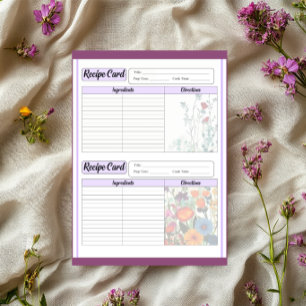 Blooming Purple Garden_ Recipe Cards Notepad