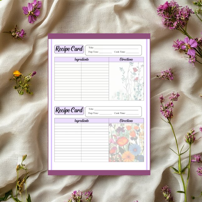 Blooming Purple Garden_ Recipe Cards Notepad (Creator Uploaded)