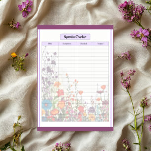 Blooming Purple Garden_ Symptom Tracker Notepad