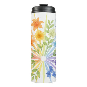 Blooming Radiance – Water Bottle with Rainbow Flow