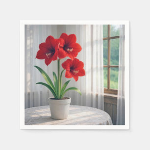 Blooming Red Amaryllis  Napkins
