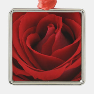 Blooming Red Rose Metal Ornament