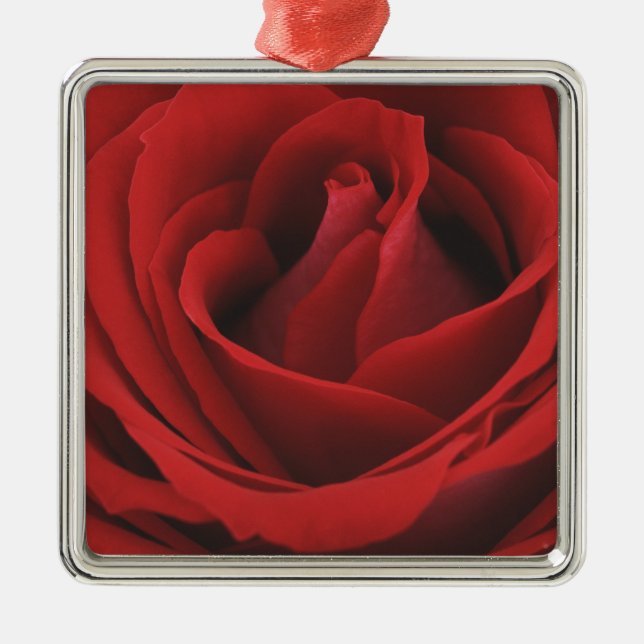 Blooming Red Rose Metal Ornament (Front)