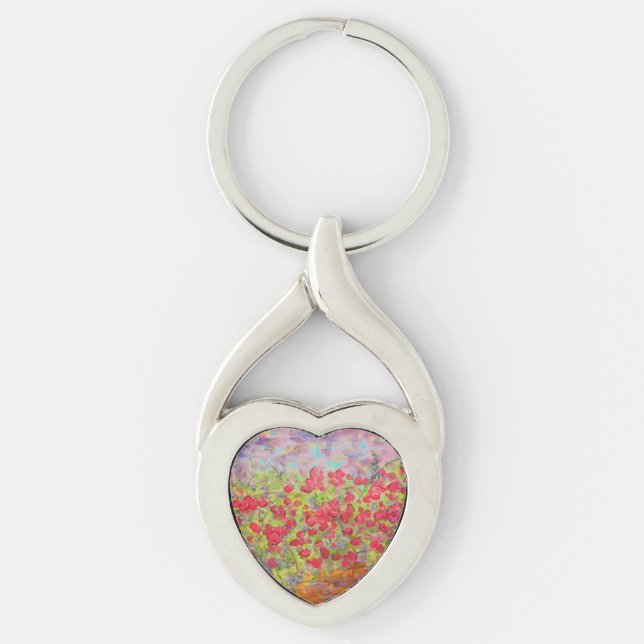 blooming red roses keychain (Front)