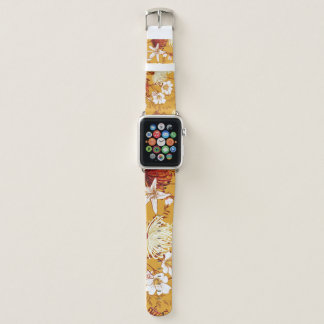 Blooming Retro: Unfinished Floral Line Art Apple Watch Band