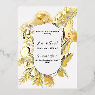 Blooming Romance Wildflower Floral Foil Wedding Invitation