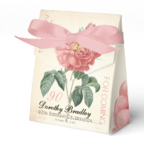 Blooming Rose 90th Birthday Thank You Favor Box