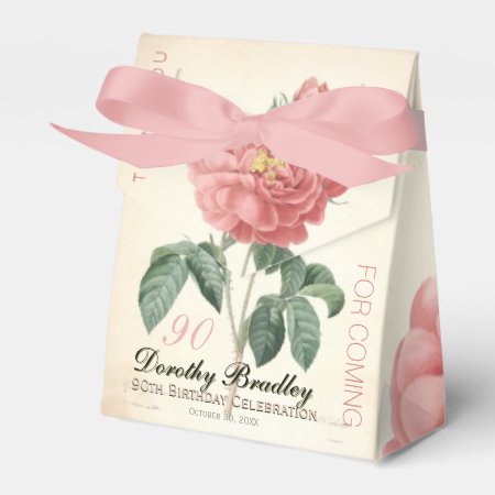 Blooming Rose 90th Birthday Thank You Favor Box