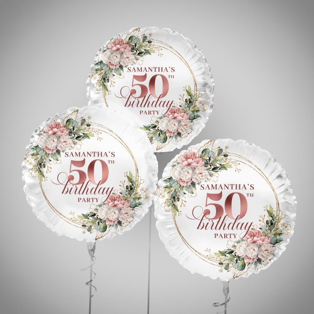 Blooming Rose Gold Blush Floral 50th Birthday Gift Balloon (Blooming Rose Gold Blush Floral 50th Birthday Keepsake Balloon

)