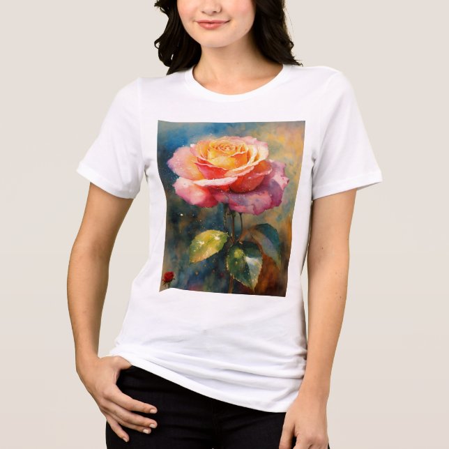 Blooming Rose Graphic T-Shirt Tri-Blend Shirt (Front)