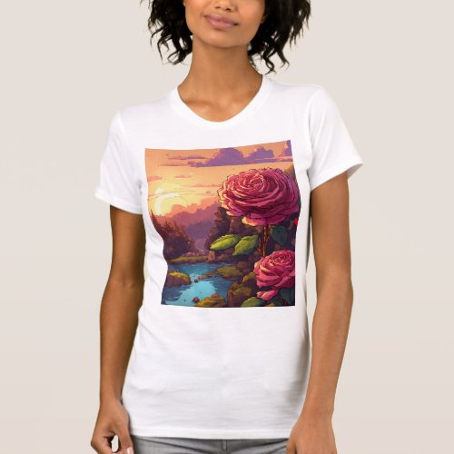  Blooming Rose Sketch T_Shirt
