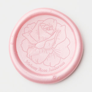 Blooming Rose with Name Wax Seal Sticker