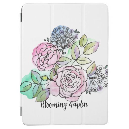Blooming roses in watercolor stains notebook iPad air cover