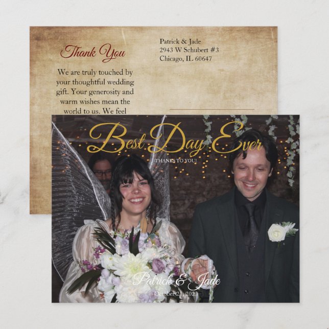 Blooming Roses Photo Thank You Postcard (Front/Back)