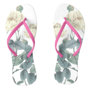 Blooming Roses Summer Floral Botanical Flip Flops
