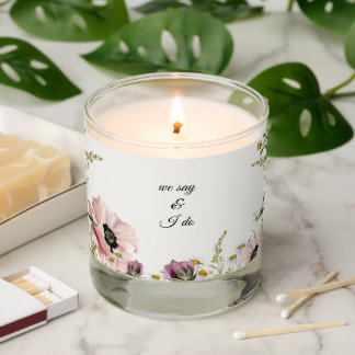 Blooming Serenity: Anemone Elegance Wedding Candle