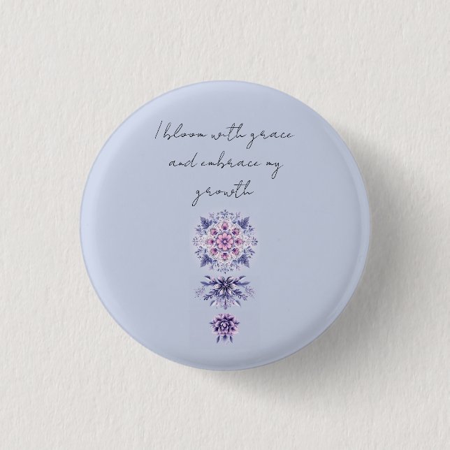 Blooming Serenity Mandala Badge Button (Front)
