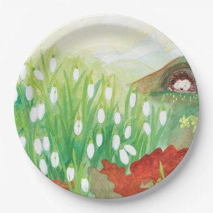 Blooming Snowdrops and a Hedgehog   Paper Plates