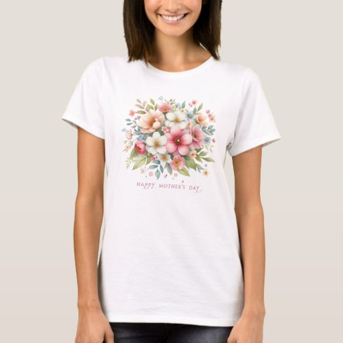 Blooming spring blush flowers Happy Mothers day T_Shirt