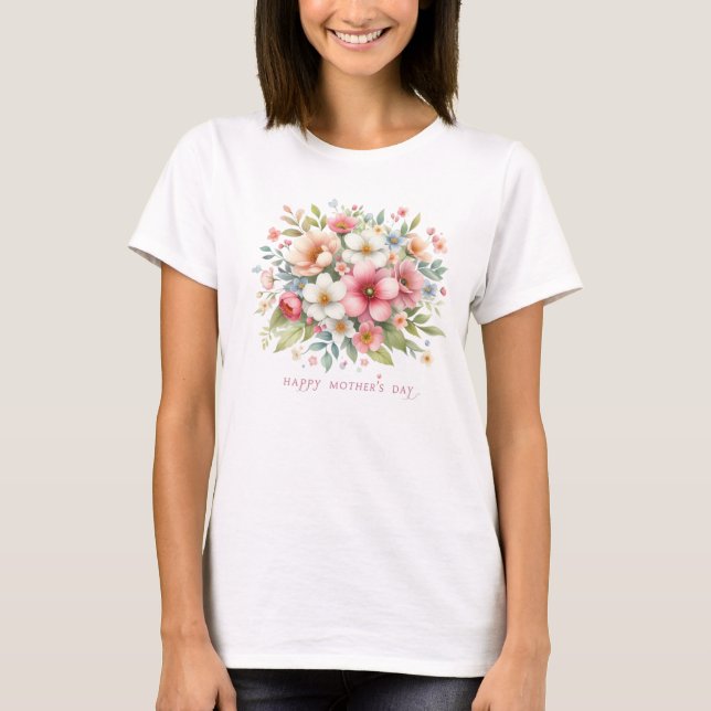 Blooming spring blush flowers Happy Mother's day T-Shirt (Front)