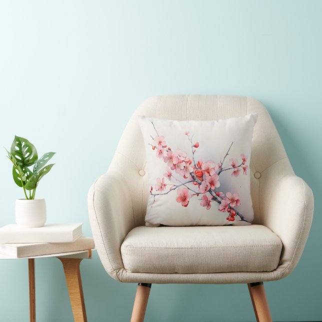 Blooming Spring Flower Throw Pillow (Chair)