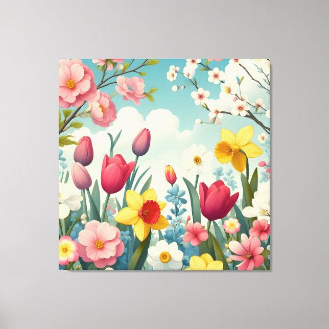 Blooming Spring Flowers Canvas Print (Front)