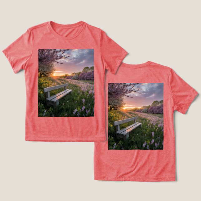 Blooming Spring Sunset T-Shirt Tri-Blend Shirt (Design Front & Back)