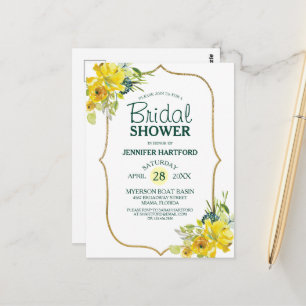 Blooming Spring Yellow Floral Bridal Shower Postcard