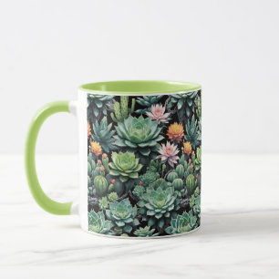 Blooming Succulents and Cactus Plants Mug