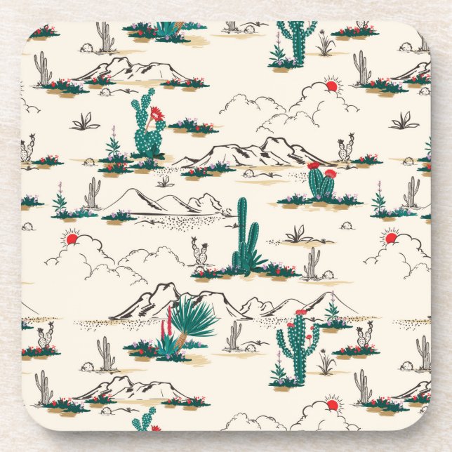 Blooming Succulents Pattern Beverage Coaster (Front)