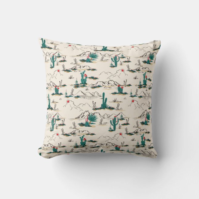 Blooming Succulents Pattern Throw Pillow (Front)