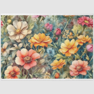 Blooming Summer Garden Flowers Tissue Paper