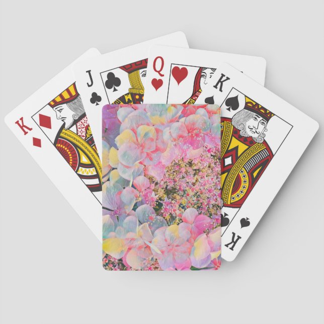 Blooming Summer Hydrangea Flower Poker Cards (Back)