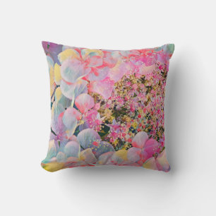 Blooming Summer Hydrangea Flower Throw Pillow
