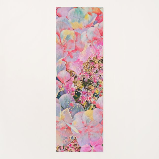 Blooming Summer Hydrangea Flower Yoga Mat (Front)