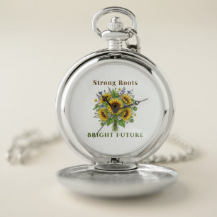 Blooming Sunflowers Botanical Floral Art Gift Pocket Watch