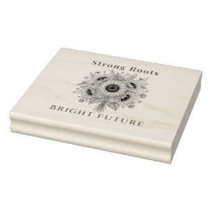 Blooming Sunflowers Botanical Floral Art Gift Rubber Stamp