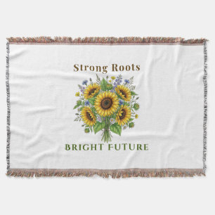Blooming Sunflowers Botanical Floral Art Gift Throw Blanket