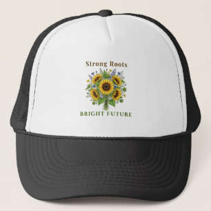 Blooming Sunflowers Botanical Floral Art Gift Trucker Hat