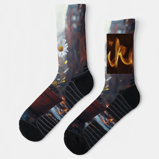 Blooming Through the Fire Socks (Left)