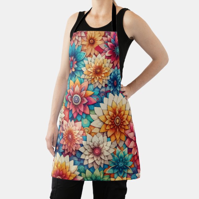 Blooming Tie-Dye A Vibrant Floral  Apron (Insitu)