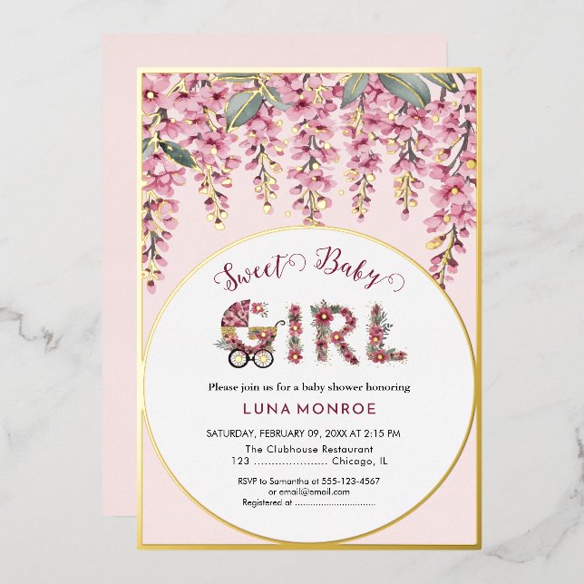 Blooming Tree Baby Shower Foil Invitation (Front/Back)