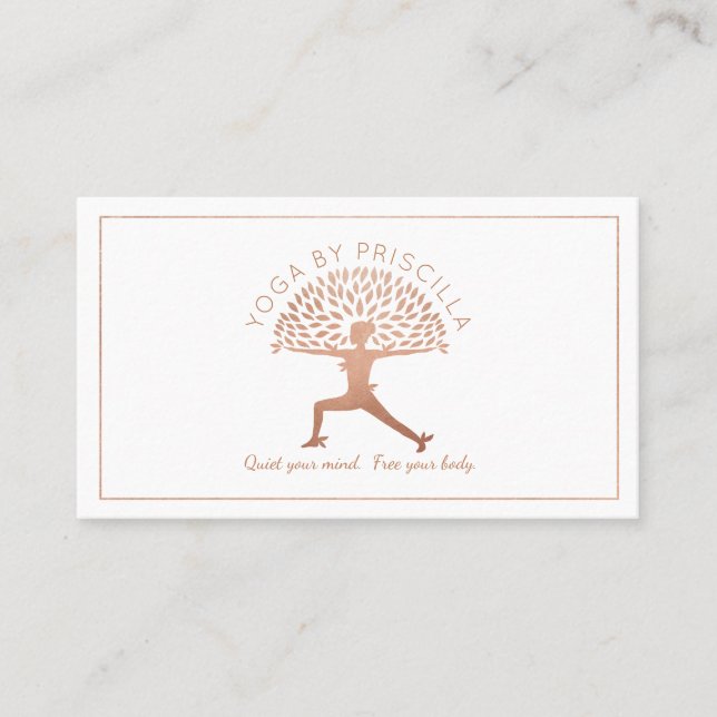 Blooming Tree Woman Yoga Pose Logo Business Card (Front)