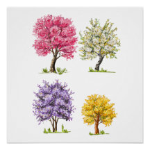 Blooming trees, imaginary colors.