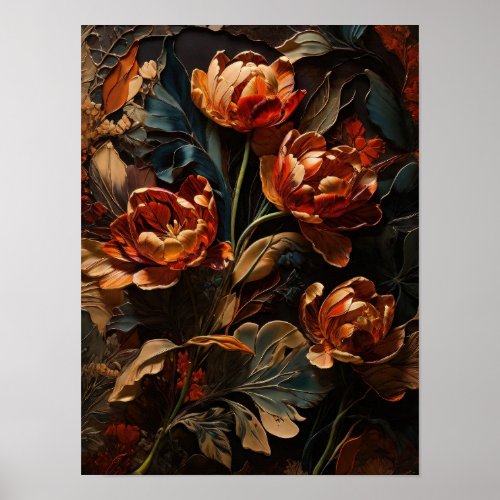 Blooming tulips _ flowers digital art poster